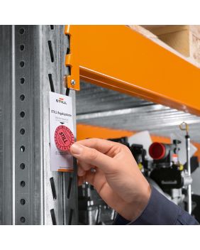 Plakette bei Regalinspektion